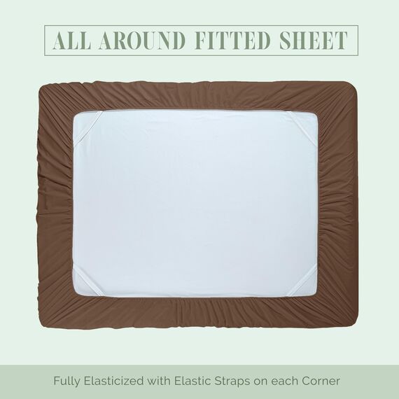 Elegant Comfort 4-teiliges Bettlaken-Set, luxuriöse Bettwäsche, 1500, hochwertige Mikrofaser, Rundumgummi, 45,7-61 cm tiefes Spannbetttuch, extra Tiefe Bettlaken, Twin/Twin XL, Taupe Tan