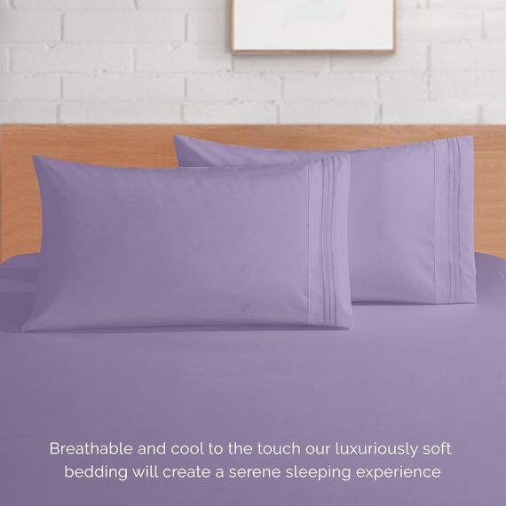 Elegant Comfort Luxus-Bettwäsche-Set, 4-teilig, 1500, hochwertige Mikrofaser, Rundumgummi, 45,7-61 cm tiefes Spannbetttuch, extra Tiefe Bettlaken, Twin/Twin XL, Violett