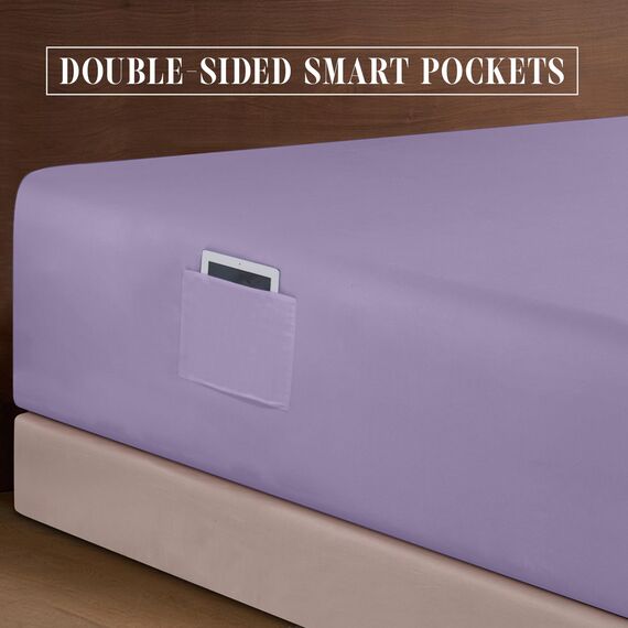 Elegant Comfort Luxus-Bettwäsche-Set, 4-teilig, 1500, hochwertige Mikrofaser, Rundumgummi, 45,7-61 cm tiefes Spannbetttuch, extra Tiefe Bettlaken, Twin/Twin XL, Violett