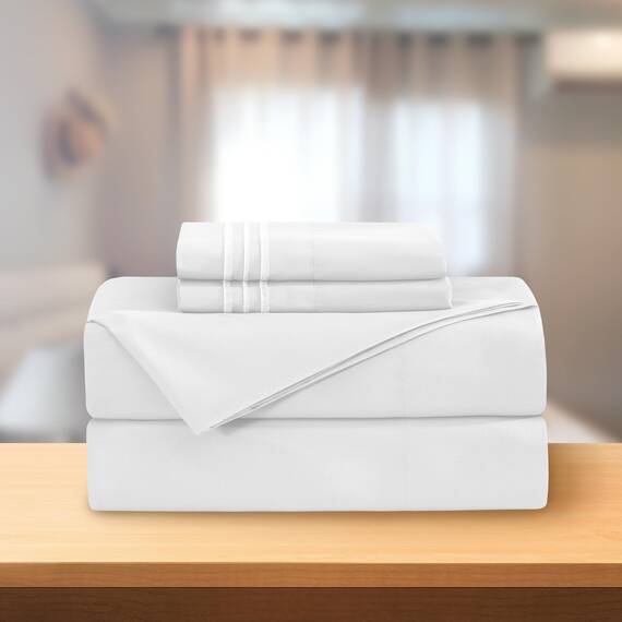 Elegant Comfort Luxuriöses 4-teiliges Bettwäsche-Set, luxuriöse Bettwäsche aus 1500 Premium-Mikrofaser, Hotelqualität, knitterfrei, kühl und atmungsaktiv, leicht elastisch, voll, Weiß