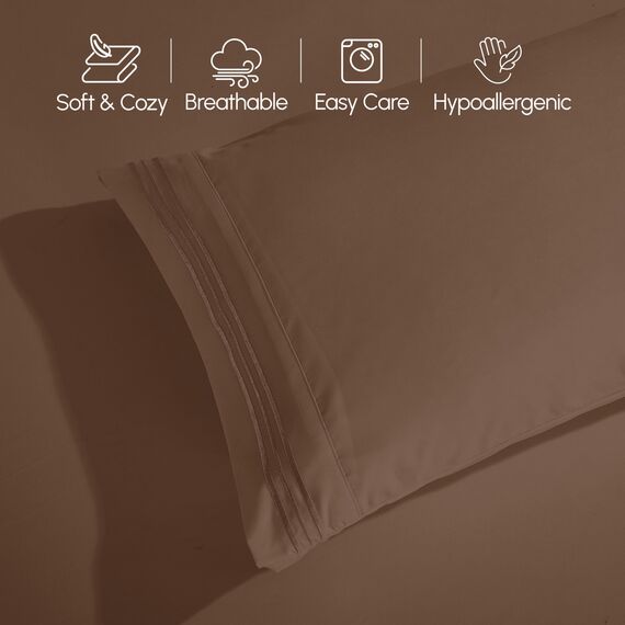 Elegant Comfort 4-teiliges Bettwäsche-Set, luxuriöse Bettwäsche aus 1500 Premium-Mikrofaser, Hotelqualität, rundum elastisch, 45,7-61 cm tiefes Spannbetttuch, extra Tiefe Bettlaken, Kingsize, Taupe