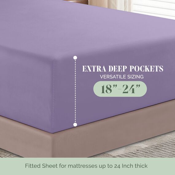 Elegant Comfort 4-teiliges Bettwäsche-Set, luxuriöse Bettwäsche aus 1500 Premium-Mikrofaser, Hotelqualität, rundum elastisch, 45,7 - 61 cm tiefes Spannbetttuch, extra tiefe Bettlaken, Kingsize,