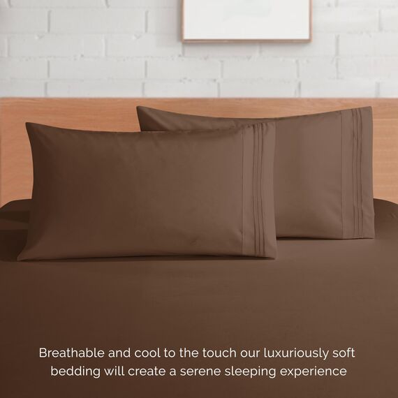 Elegant Comfort 4-teiliges Bettwäsche-Set, luxuriöse Bettwäsche aus 1500 Premium-Mikrofaser, Hotelqualität, rundum elastisch, 45,7-61 cm tiefes Spannbetttuch, extra Tiefe Bettlaken, Kingsize, Taupe