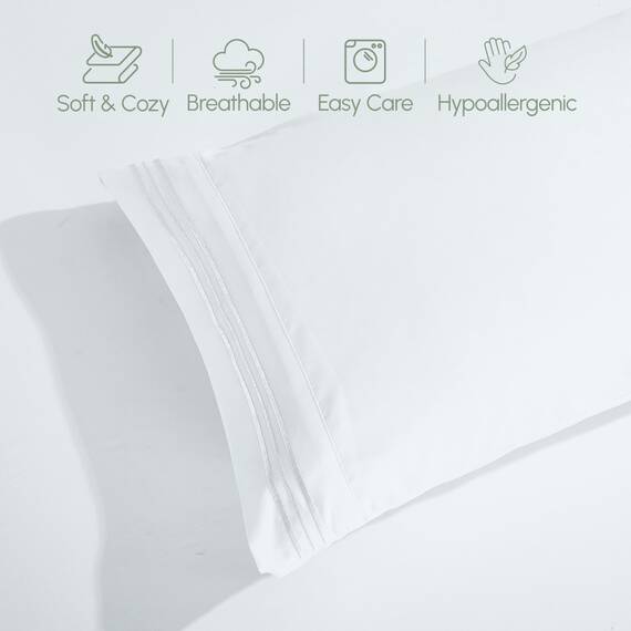 Elegant Comfort 4-teiliges Bettwäsche-Set, luxuriöse Bettwäsche aus 1500 Premium-Mikrofaser, Hotelqualität, rundum elastisch, 45,7 - 61 cm tiefes Spannbetttuch, extra tiefe Bettlaken, Kingsize, Weiß