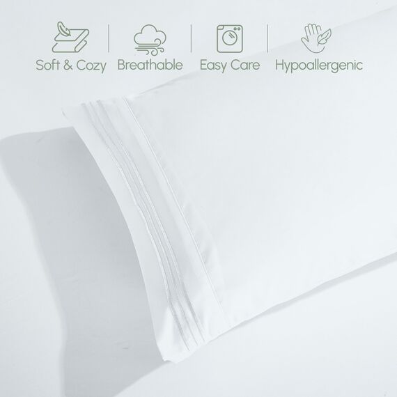 Elegant Comfort 4-teiliges Bettlaken-Set, luxuriöse Bettwäsche, 1500 Premium-Mikrofaser, Hotelqualität, Rundumgummi, 45,7-61 cm tiefes Spannbetttuch, extra Tiefe Bettlaken, California King, Weiß