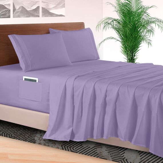 Elegant Comfort 4-teiliges Bettwäsche-Set, luxuriöse Bettwäsche aus 1500 Premium-Mikrofaser, Hotelqualität, rundum elastisch, 45,7 - 61 cm tiefes Spannbetttuch, extra tiefe Bettlaken, Kingsize,