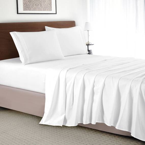 Elegant Comfort Luxuriöses 4-teiliges Bettwäsche-Set, luxuriöse Bettwäsche aus 1500 Premium-Mikrofaser, Hotelqualität, knitterfrei, kühl und atmungsaktiv, leicht elastisch, voll, Weiß