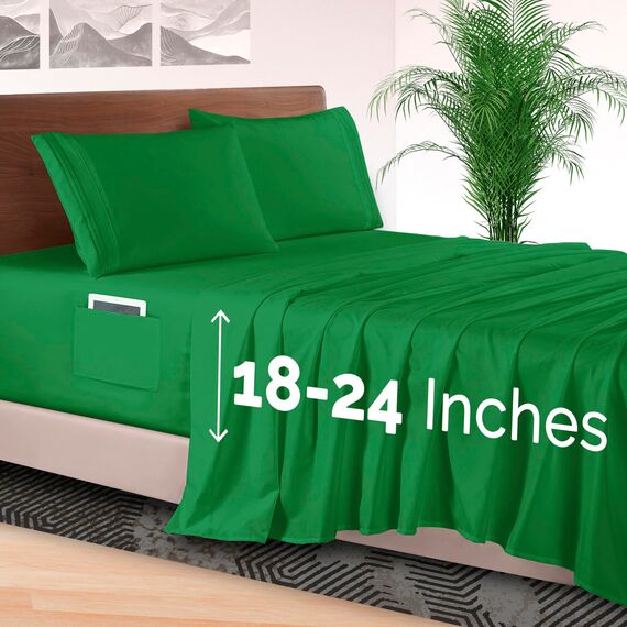 Elegant Comfort 4-teiliges Bettlaken-Set, luxuriöse Bettwäsche, 1500 Premium-Mikrofaser, Hotelqualität, Rundumgummi, 45,7 - 61 cm tiefes Spannbetttuch, extra tiefe Bettlaken, California King,