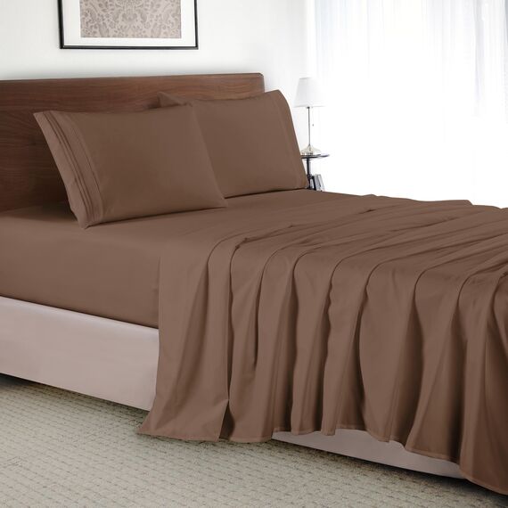 Elegant Comfort Luxuriöses 3-teiliges Bettwäsche-Set – luxuriöse Bettwäsche mit 1500 Fadenzahl, ägyptische Qualität Traditionell Full Taupe-tan
