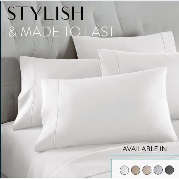 Danjor Linens Bettlaken-Set, King-Size für Heißschläfer, Hotel-Premium-Bettlaken mit 4 Kissenbezügen, leichte, gebürstete Mikrofaser, tiefe Taschen, atmungsaktiv, kühlend, 6-teiliges Bettwäsche-Set