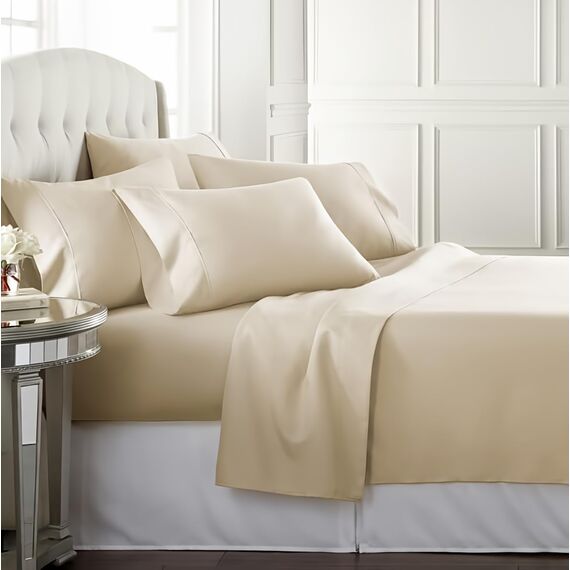 Danjor Linens Bettlaken-Set, Queen-Size-Größe für Heißschläfer, Hotel-Premium-Bettlaken mit 4 Kissenbezügen, leichte, gebürstete Mikrofaser, tiefe Taschen, atmungsaktiv, kühlend, 6-teiliges