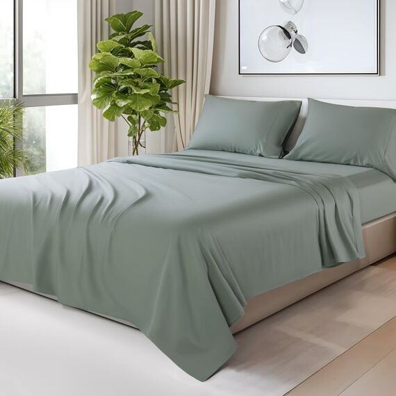 SONORO KATE Bettlaken aus 100 % ägyptischer Baumwolle, Fadenzahl 1200, luxuriöses und kühlendes Hotel-Baumwoll-Bettwäsche-Set, 4-teilig, Satingewebe für ein weiches Gefühl, passend für Matratzen bis