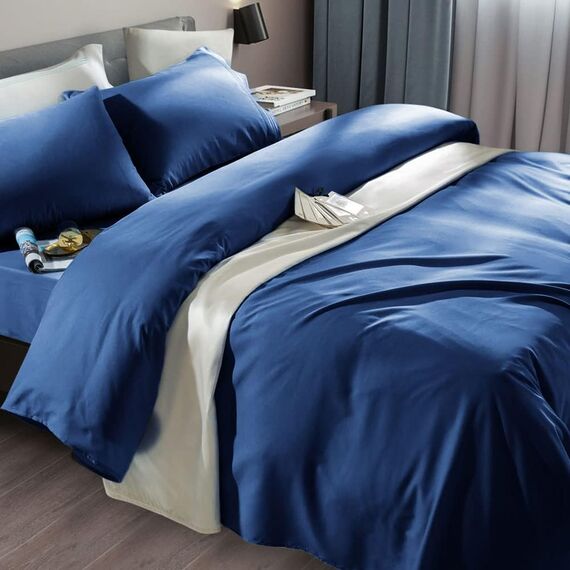 SONORO KATE Bettlaken-Set, superweiche Mikrofaser, Fadenzahl 1800, luxuriös, ägyptische Bettlaken, passend für 45.7 - 61 cm tiefe Taschenmatratze, 4-teiliges Set (Marineblau, Twin XL)