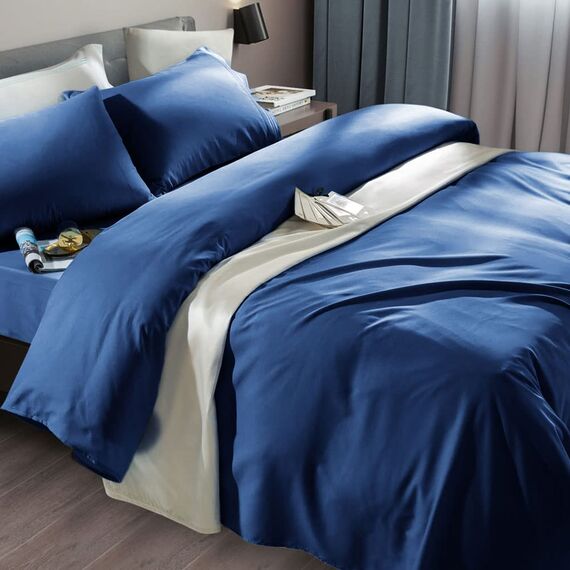 SONORO KATE Bettwäsche-Set, superweiche Mikrofaser, Fadenzahl 1800, luxuriös, ägyptische Bettlaken, passend für 45.7-61 cm Tiefe Taschenmatratze, 6-teiliges Set (Marineblau, Voll)