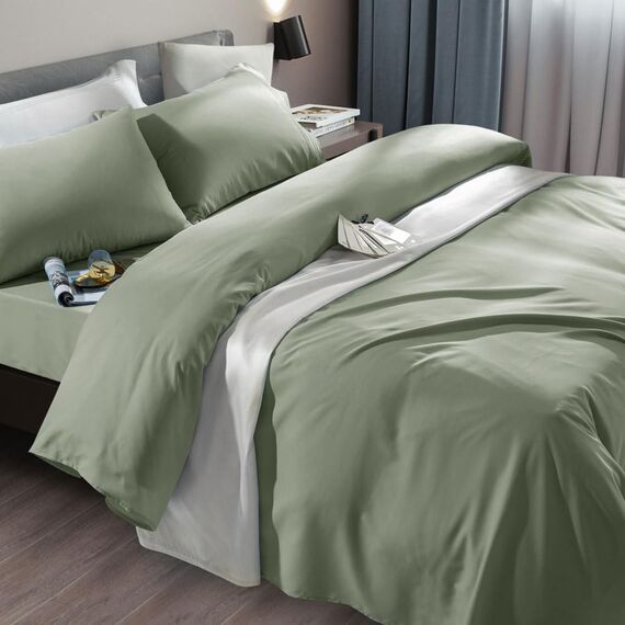 SONORO Kate Bettlaken-Set, superweiche Mikrofaser, Fadenzahl 1800, ägyptische Bettwäsche, passend für 45,7-61 cm Tiefe Taschenmatratzen, knitterfrei, 6-teilig (Salbei, King-Size)