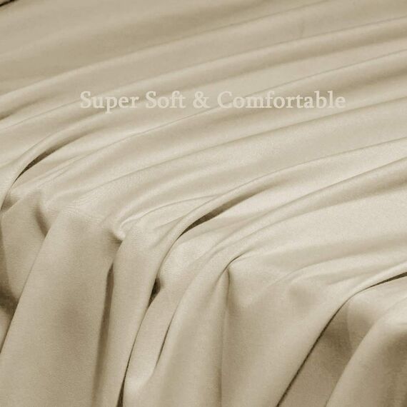 SONORO KATE Bettwäsche-Set, superweiche Mikrofaser, Fadenzahl 1800, luxuriös, ägyptische Bettlaken, passend für 45.7 - 61 cm tiefe Taschenmatratzen, 6-teiliges Set (beige, Queen)