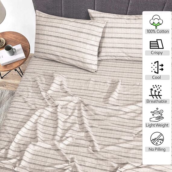 RUVANTI Bettlaken aus 100% Baumwolle, Queen-Size-Größe, 4-teilig, weich und atmungsaktiv, Perkal-Bettwäsche, Tiefe Tasche 40,6 cm, Hotelstandard, knackiges, kühles Gefühl, langlebig, perfekt