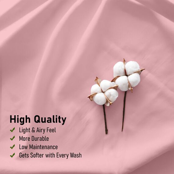 RUVANTI Bettlaken-Set aus 100% Baumwolle, atmungsaktive Perkal-Webart, 40,6 cm Tiefe Taschen, Hotelstandard, angenehm kühl, langlebig, einfarbig, Doppelbett, 4-teilig, Brautrose
