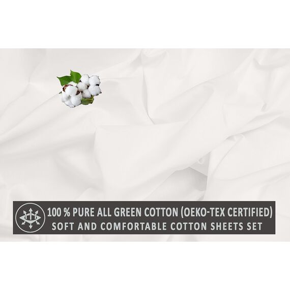 RUVANTI Bettlaken aus 100% Baumwolle für Queen-Size-Bett, knusprig, kühlendes Perkal-Bettlaken, atmungsaktiv und langlebig, Queen-Size-Bettlaken-Set, Tiefe Tasche 38,1 cm, gebrochenes Weiß, 4-teilig