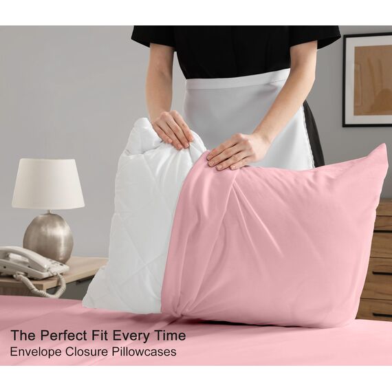 RUVANTI Bettlaken-Set aus 100% Baumwolle, atmungsaktive Perkal-Webart, 40,6 cm Tiefe Taschen, Hotelstandard, angenehm kühl, langlebig, einfarbig, King-Size, 4-teilig, Brautrose