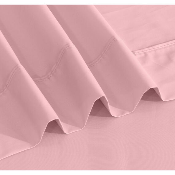 RUVANTI Bettlaken-Set aus 100% Baumwolle, atmungsaktive Perkal-Webart, 35,6 cm Tiefe Taschen, Hotelstandard, angenehm kühl, langlebig, einfarbig, California-King-Size, 4-teilig, Brautrose
