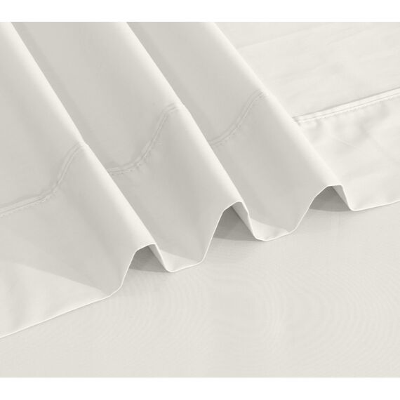 RUVANTI Bettlaken-Set aus 100% Baumwolle, atmungsaktive Perkal-Webart, 40,6 cm Tiefe Taschen, Hotelstandard, angenehm kühl, langlebig, einfarbig, Einzelbett, 3-teilig, Elfenbein
