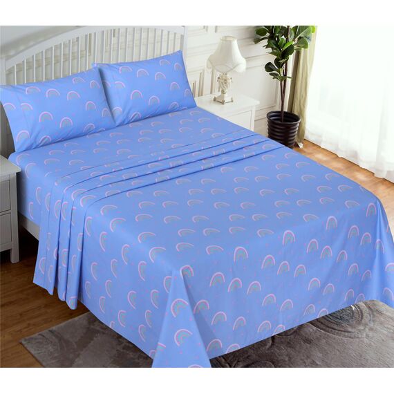 Ruvanti Bettlaken aus 100% Baumwolle für Queen-Size-Bett, knusprige, kühlende Perkal-Bettlaken, atmungsaktiv und langlebig, Queen-Size-Bettlaken-Set, 40,6 cm Tiefe Bettlaken, Baby-Regenbogen,