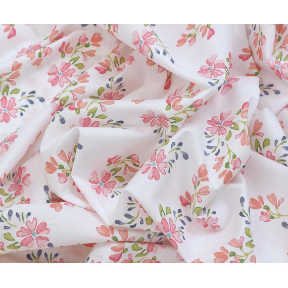 RUVANTI Bettlaken-Set aus 100 % Baumwolle, atmungsaktive Perkal-Webart, 35,6 cm tiefe Taschen, Hotelstandard, angenehm kühl, langlebig, Blumendesign, California-King-Size, 4-teilig, Bloomex