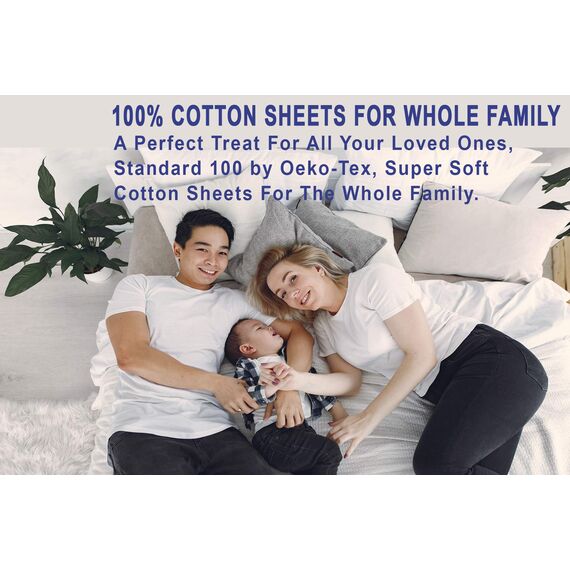 RUVANTI Bettlaken aus 100% Baumwolle für Queen-Size-Bett, knusprig, kühlendes Perkal-Bettlaken, atmungsaktiv und langlebig, Queen-Size-Bettlaken-Set, Tiefe Tasche 38,1 cm, gebrochenes Weiß, 4-teilig