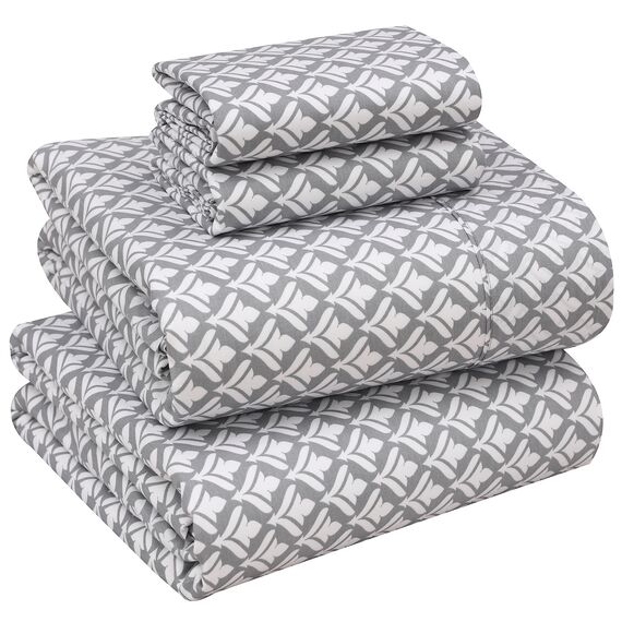 RUVANTI Bettlaken aus 100% Baumwolle für California King Size Bett – knusprige, kühlende Perkal-Bettlaken – atmungsaktiv und langlebig – 40,6 cm Tiefe Taschen Cal King Size Bettlaken – Grau/Grau – 4