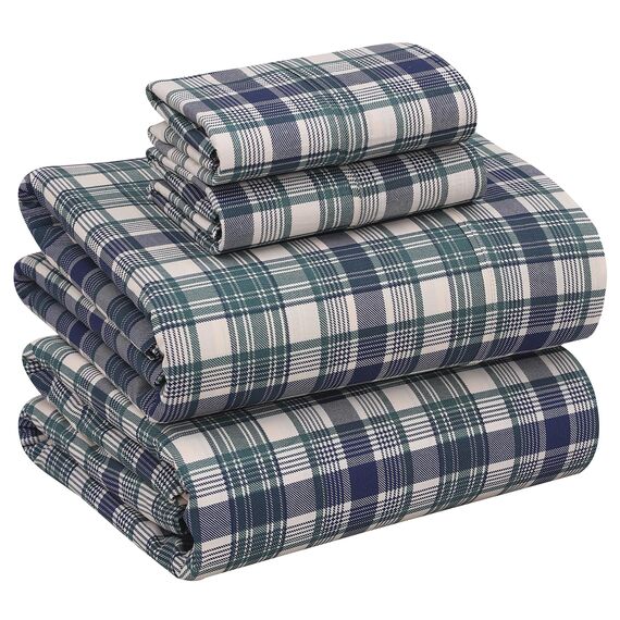 RUVANTI Bettlaken aus 100% Baumwolle, Queen-Size-Größe, 4-teilig, weich und atmungsaktiv, Perkal-Bettwäsche, Tiefe Tasche 40,6 cm, Hotelstandard, knackiges, kühles Gefühl, langlebig, perfektes