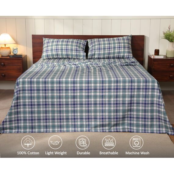 RUVANTI Bettlaken aus 100% Baumwolle, Queen-Size-Größe, 4-teilig, weich und atmungsaktiv, Perkal-Bettwäsche, Tiefe Tasche 40,6 cm, Hotelstandard, knackiges, kühles Gefühl, langlebig, perfektes
