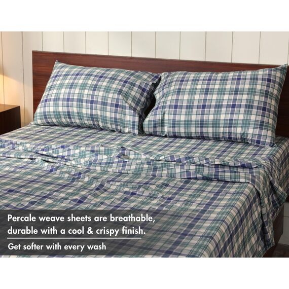 RUVANTI Bettlaken aus 100% Baumwolle, Queen-Size-Größe, 4-teilig, weich und atmungsaktiv, Perkal-Bettwäsche, Tiefe Tasche 40,6 cm, Hotelstandard, knackiges, kühles Gefühl, langlebig, perfektes