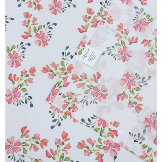RUVANTI Bettlaken-Set aus 100 % Baumwolle, atmungsaktive Perkal-Webart, 35,6 cm tiefe Taschen, Hotelstandard, angenehm kühl, langlebig, Blumendesign, California-King-Size, 4-teilig, Bloomex