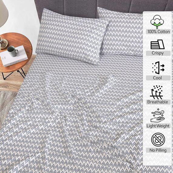 RUVANTI Bettwäsche-Set für King-Size-Betten aus 100% Baumwolle, 4-teilig, weich und atmungsaktiv, Perkal-Bettwäsche, Tiefe Tasche, 40,6 cm, Hotelstandard, kühles Gefühl, langlebig, perfektes