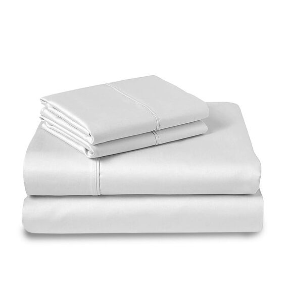 Pizuna Bettlaken aus 100% Reiner Baumwolle für King-Size-Betten, Fadenzahl 400, Langstapelig, für Wohnmobile, 38,1 cm Tiefe Tasche (Gekämmte Weiße Baumwolle, RV-King-Size)