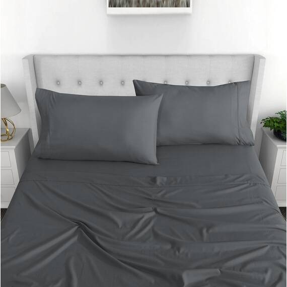 RUVANTI Queen-Bettwäsche-Set, 4-teilig (1 Spannbetttuch, 1 Bettlaken, 2 Kissenbezüge), mit 38,1 cm tiefen Taschen, leicht und bequem, Premium-Hotel-Bettwäsche, dunkelgrau