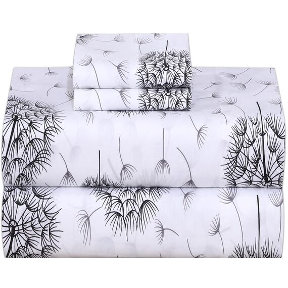 RUVANTI Bettlaken aus 100% Baumwolle, kühlendes Perkal-Bettlaken für Doppelbett, atmungsaktiv und langlebig, 40,6 cm Tiefe Bettlaken, Löwenzahn, 3-teilig