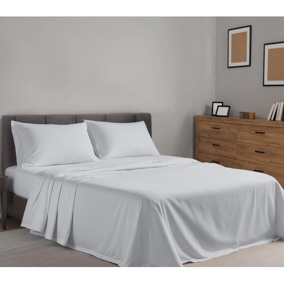 RUVANTI Bettlaken-Set aus 100% Baumwolle, atmungsaktive Perkal-Webart, 40,6 cm Tiefe Taschen, Hotelstandard, angenehm kühl, langlebig, einfarbig, Einzelbett, 3-teilig, Leises Grau