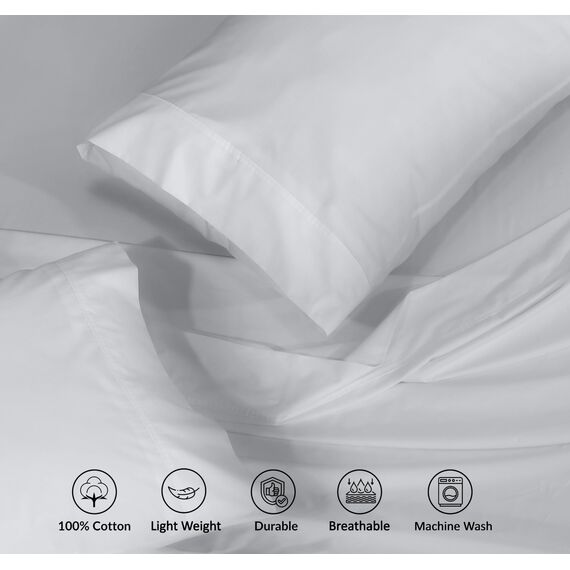RUVANTI Bettlaken-Set aus 100% Baumwolle, atmungsaktive Perkal-Webart, 40,6 cm Tiefe Taschen, Hotelstandard, angenehm kühl, langlebig, einfarbig, Doppelbett, 4-teilig, Leises Grau