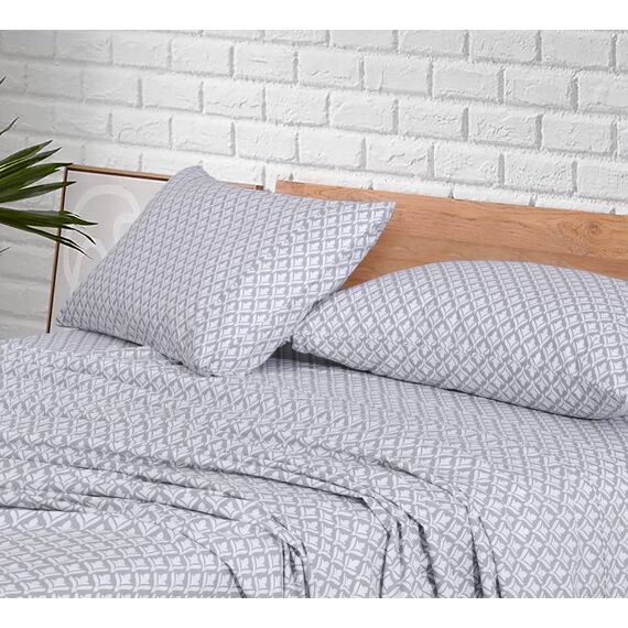 RUVANTI Bettlaken aus 100% Baumwolle für Queen-Size-Betten – knusprige, kühlende Perkal-Bettlaken – atmungsaktiv und langlebig – 40,6 cm Tiefe Queen-Size-Bettlaken – Grau – 4 Stück