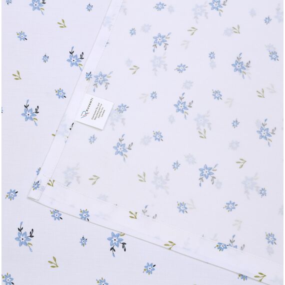 RUVANTI Bettlaken aus 100% Baumwolle für Doppelbetten – knusprige, kühlende Perkal-Bettlaken – atmungsaktiv und langlebig – 40,6 cm Tiefe Bettlaken für Doppelbetten – blaues Blumenmuster – 3-teilig