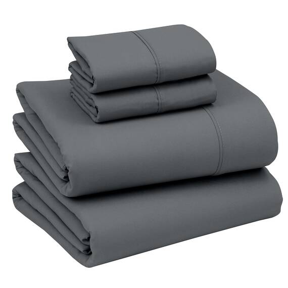 RUVANTI Queen-Bettwäsche-Set, 4-teilig (1 Spannbetttuch, 1 Bettlaken, 2 Kissenbezüge), mit 38,1 cm tiefen Taschen, leicht und bequem, Premium-Hotel-Bettwäsche, dunkelgrau