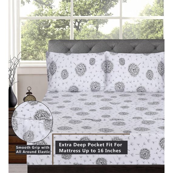 RUVANTI Bettlaken aus 100% Baumwolle, kühlendes Perkal-Bettlaken für Doppelbett, atmungsaktiv und langlebig, 40,6 cm Tiefe Bettlaken, Löwenzahn, 3-teilig