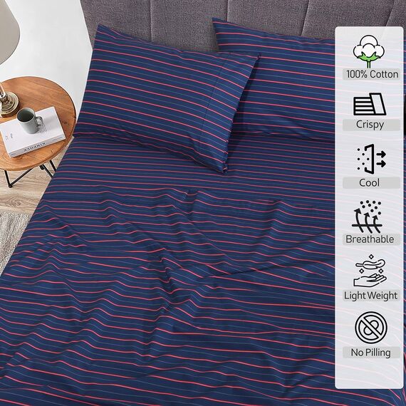 RUVANTI Bettlaken aus 100% Baumwolle für King-Size-Betten – knusprige, kühlende Perkal-Bettlaken – atmungsaktives und langlebiges Bettwäsche-Set für King-Size-Betten – 40,6 cm Tiefe Taschen –