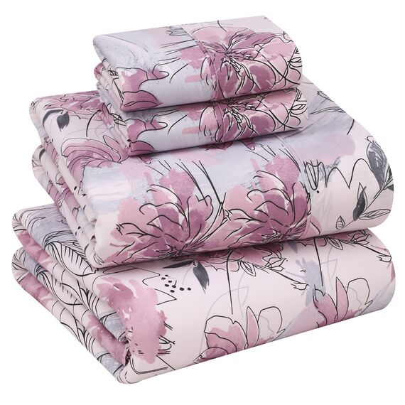 RUVANTI Bettlaken aus 100% Baumwolle, kühlendes Perkal-Bettlaken für California-King-Size-Bett, atmungsaktiv und langlebig, Cal King Bettlaken-Set, 40,6 cm Tiefe Taschen, fliederfarbenes