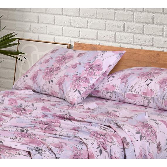 RUVANTI Bettlaken aus 100% Baumwolle, kühlendes Perkal-Bettlaken für California-King-Size-Bett, atmungsaktiv und langlebig, Cal King Bettlaken-Set, 40,6 cm Tiefe Taschen, fliederfarbenes