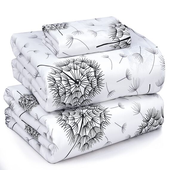 RUVANTI Bettlaken aus 100% Baumwolle, kühlendes Perkal-Bettlaken für Doppelbett, atmungsaktiv und langlebig, 40,6 cm Tiefe Bettlaken, Löwenzahn, 3-teilig