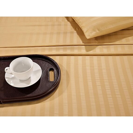 Elegant Comfort Luxuriöse weiche Bettlaken Dobby Stripe 1500, Premium-Hotelqualität, Mikrofaser, Weichheit, knitter- und lichtbeständig (4-teilig), Bettwäscheset, Twin XL, Streifen-Medaillon-Gold