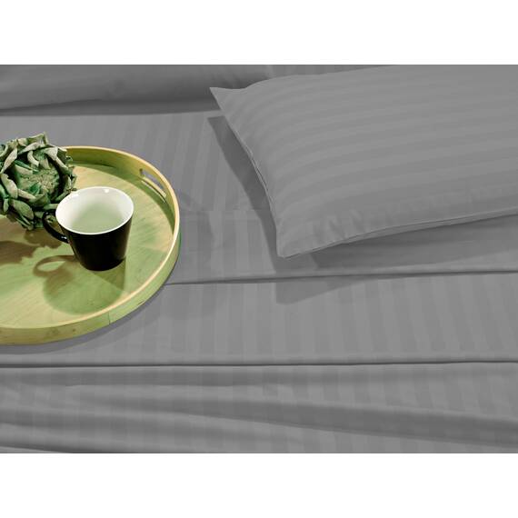 Elegant Comfort Luxuriöse weiche Bettlaken Dobby Stripe 1500, Premium-Hotelqualität, Mikrofaser, Weichheit, Knitter- und lichtbeständig (4-teilig), Bettwäscheset, Twin XL, gestreift, Platingrau